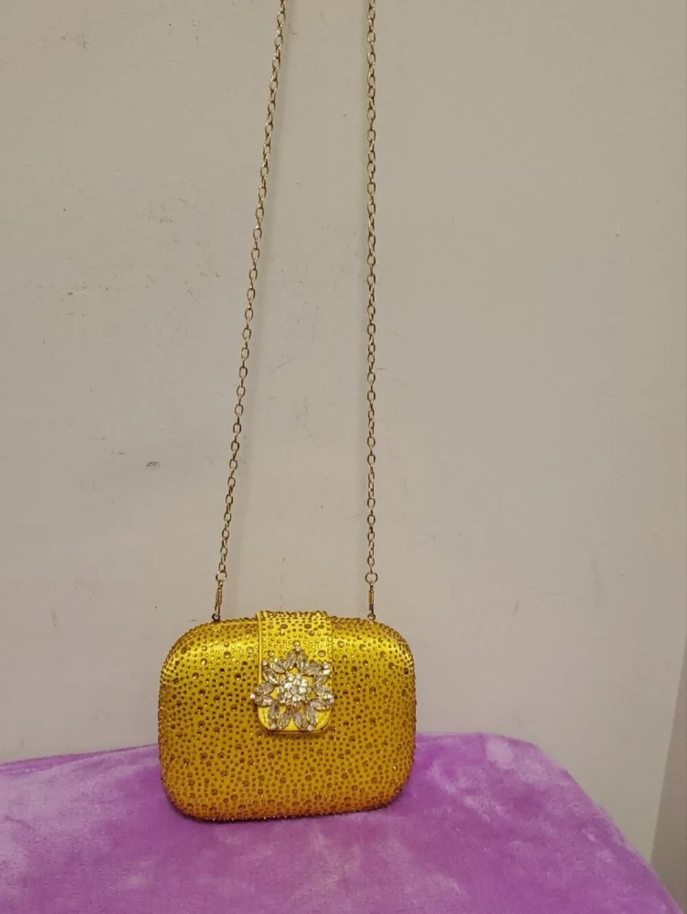 PrettyLittleThing Gold Crystal-Embellished Evening Clutch